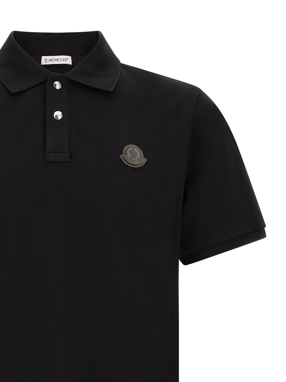 Moncler Polo-Shirt aus schwarzem Leder