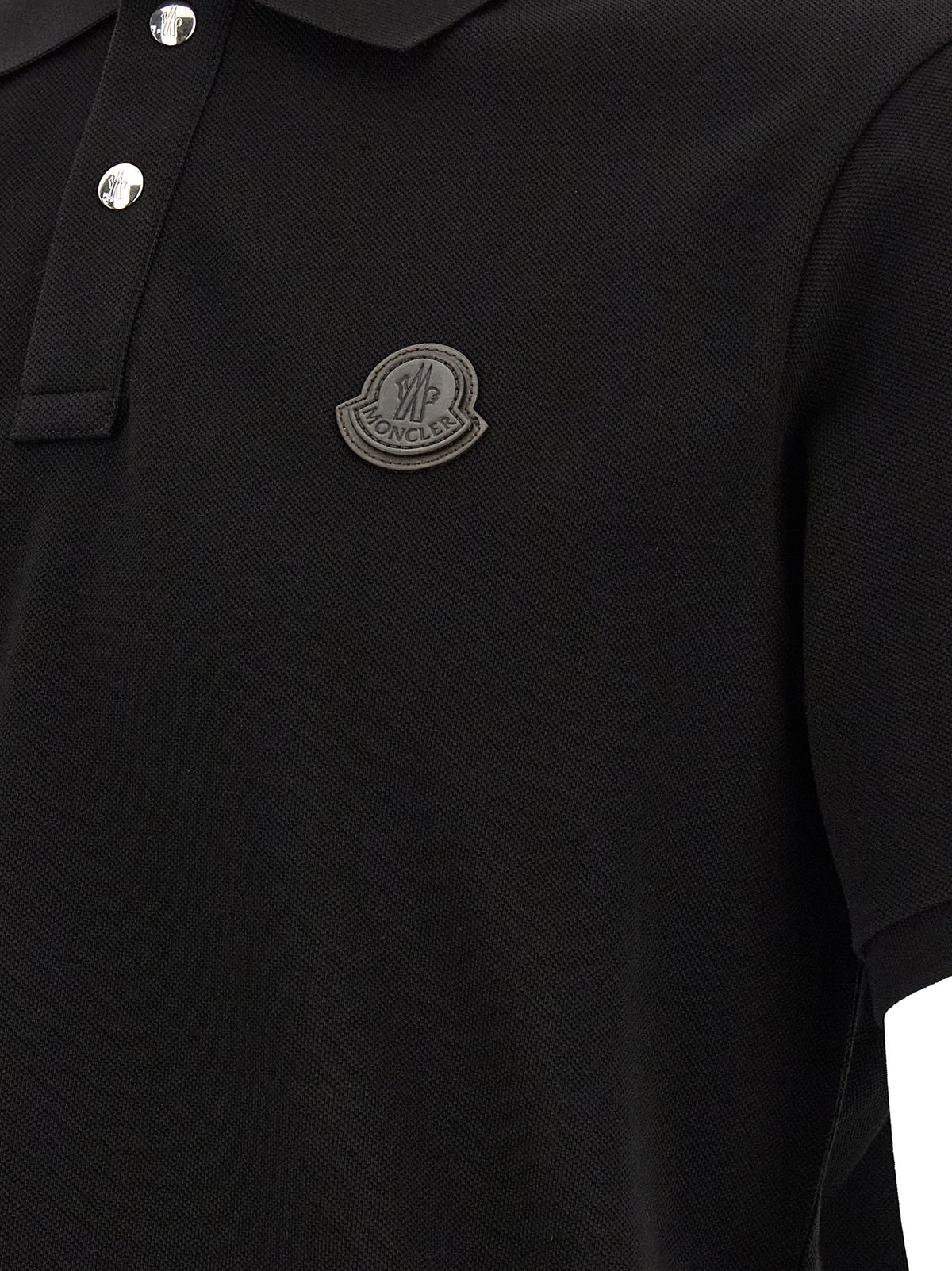 Moncler Polo-Shirt aus schwarzem Leder