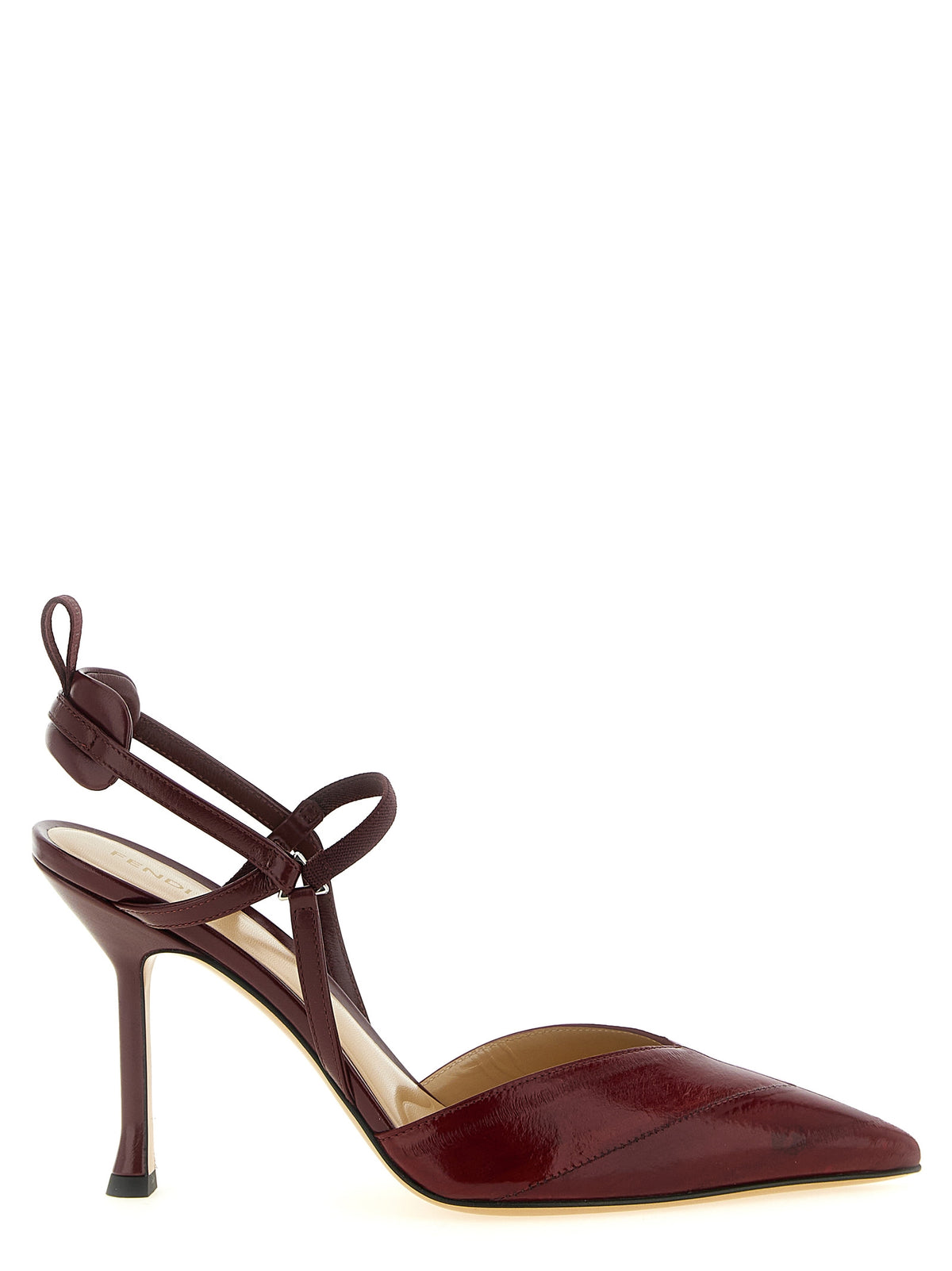 Fendi Plateaupumps aus bordeauxfarbenem Lammleder