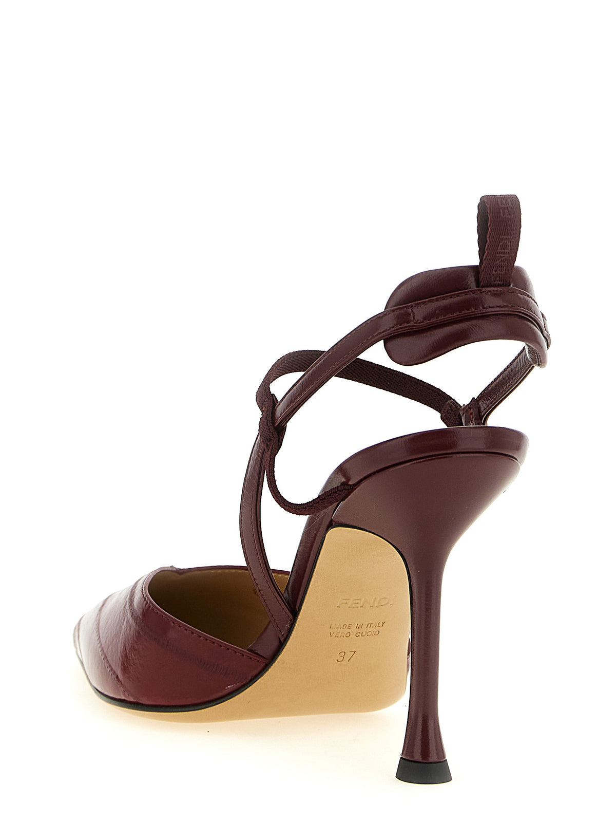 Fendi Plateaupumps aus bordeauxfarbenem Lammleder