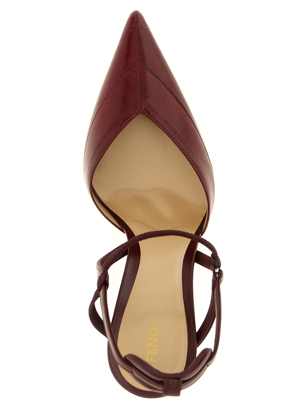 Fendi Plateaupumps aus bordeauxfarbenem Lammleder