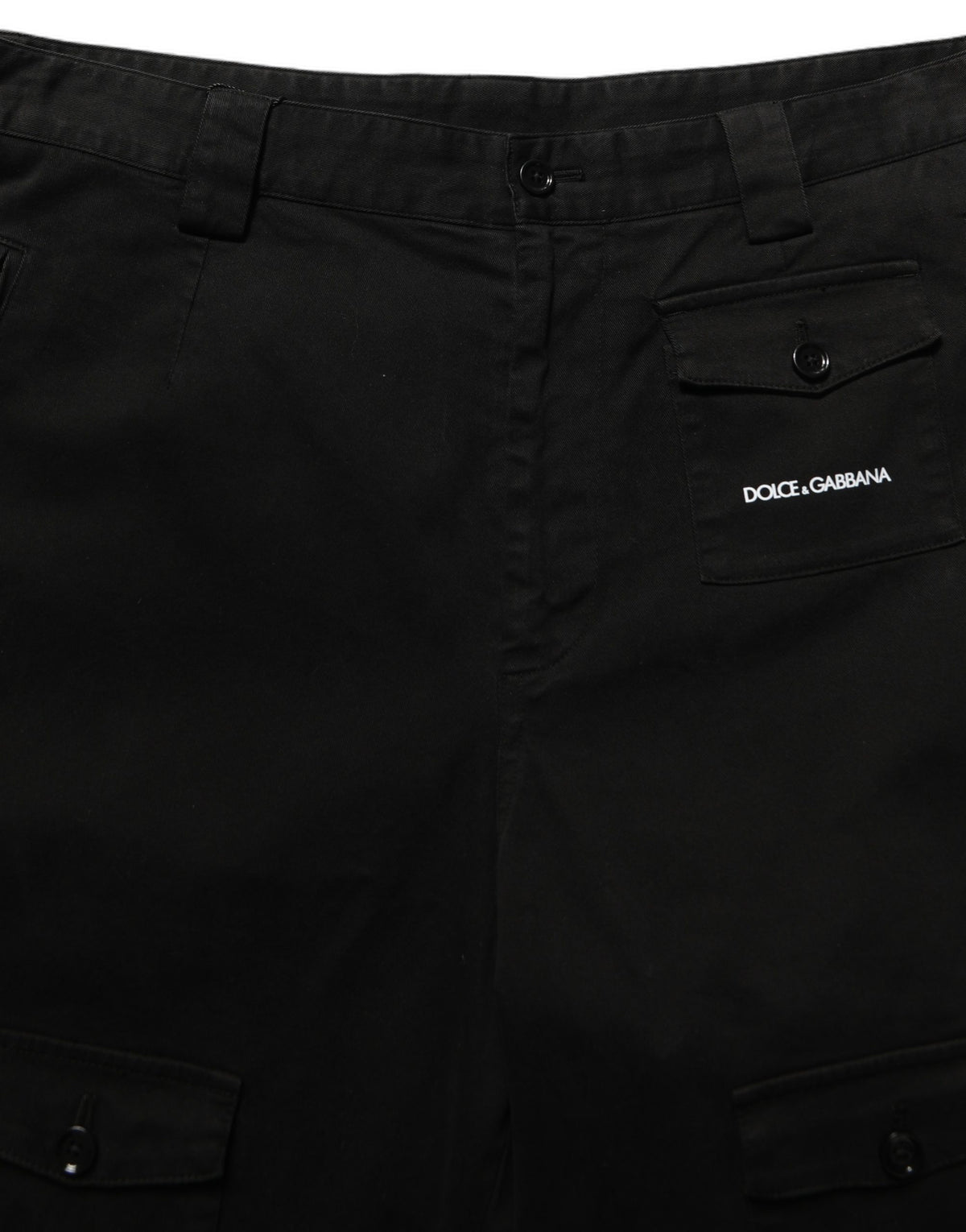 Dolce & Gabbana Schwarze Baumwoll-Cargo-Shorts für Herren mit mittlerer Bundhöhe