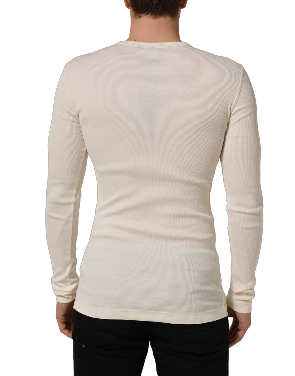 Dolce & Gabbana Off-White Baumwoll-Henley Langarmshirt