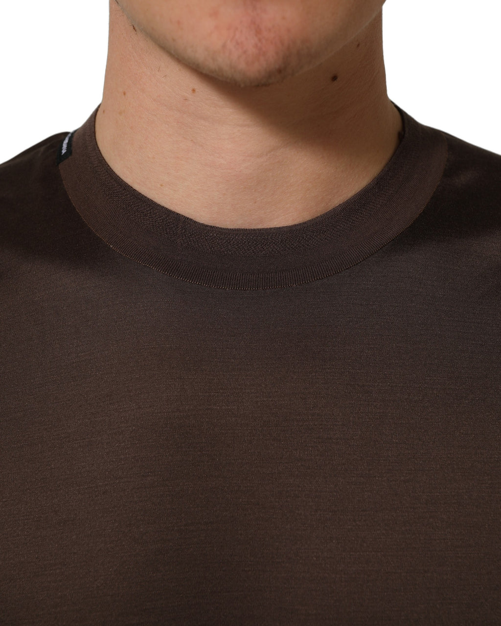 Dolce & Gabbana Braunes Seiden-Rundhals-T-Shirt mit kurzen Ärmeln