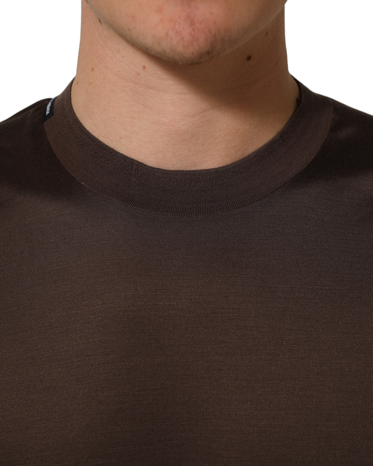Dolce & Gabbana Braunes Seiden-Rundhals-T-Shirt mit kurzen Ärmeln