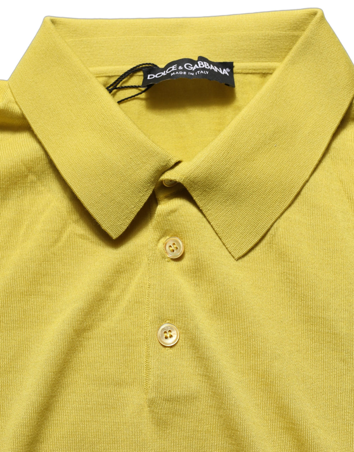 Dolce & Gabbana Gelbes Kaschmir-Polo-T-Shirt mit kurzen Ärmeln