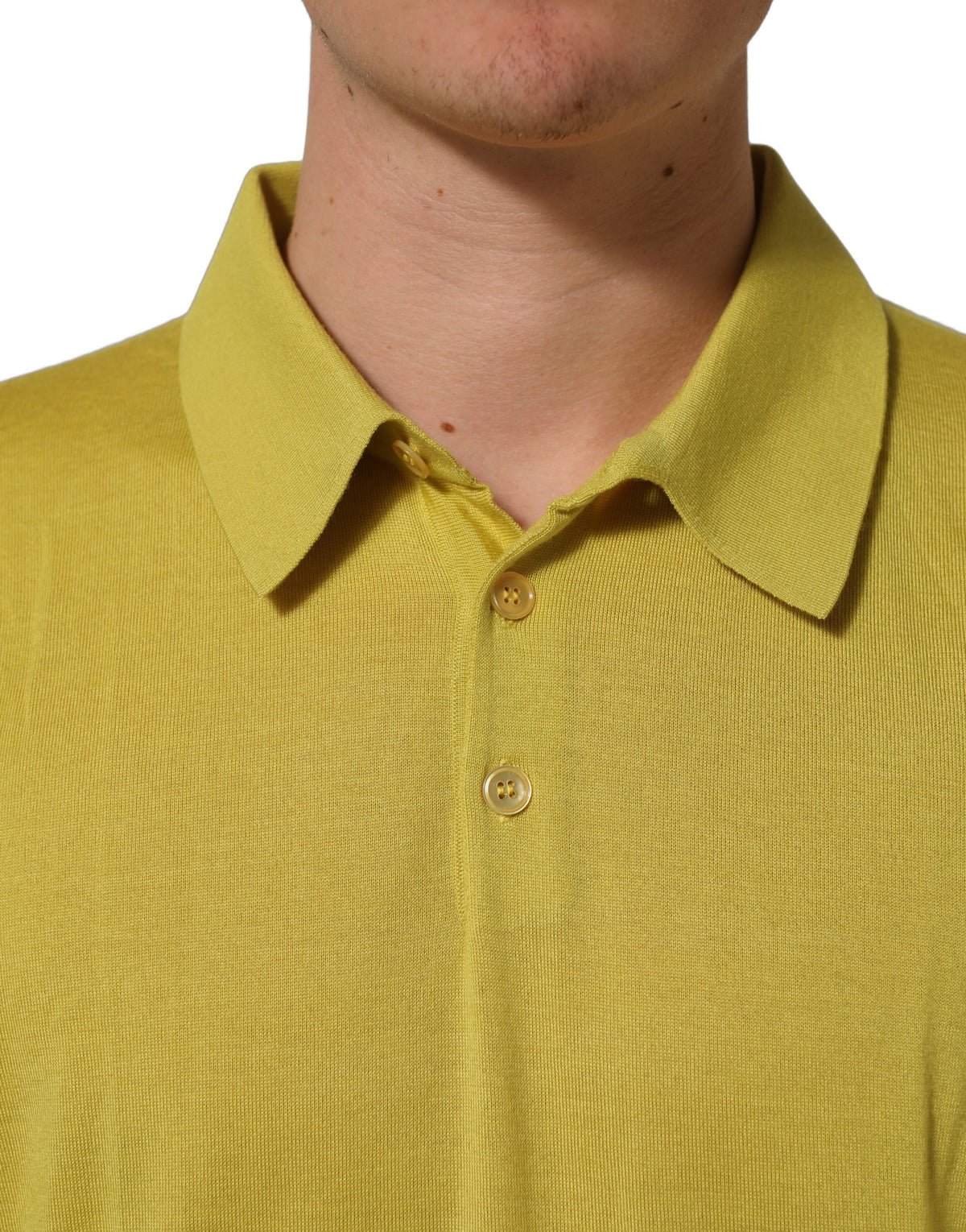 Dolce & Gabbana Gelbes Kaschmir-Polo-T-Shirt mit kurzen Ärmeln