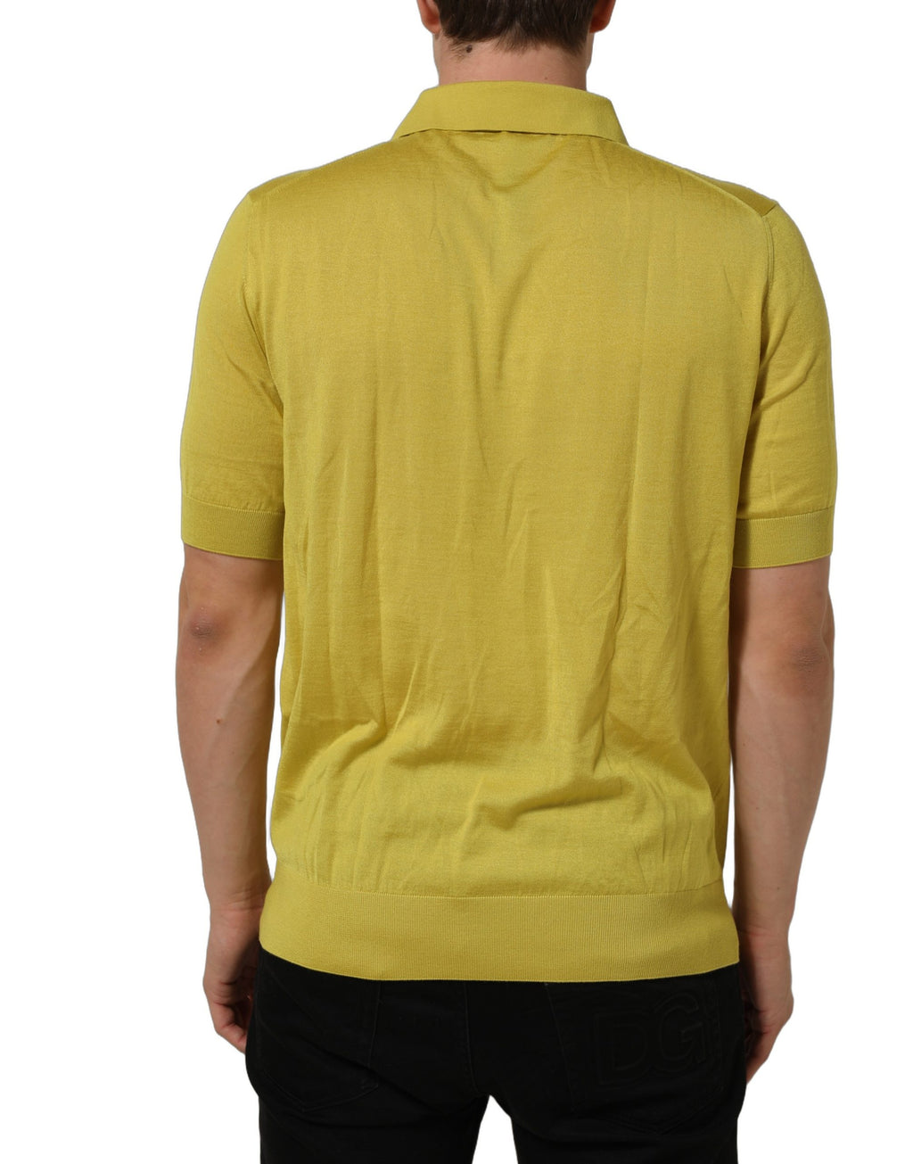 Dolce & Gabbana Gelbes Kaschmir-Polo-T-Shirt mit kurzen Ärmeln
