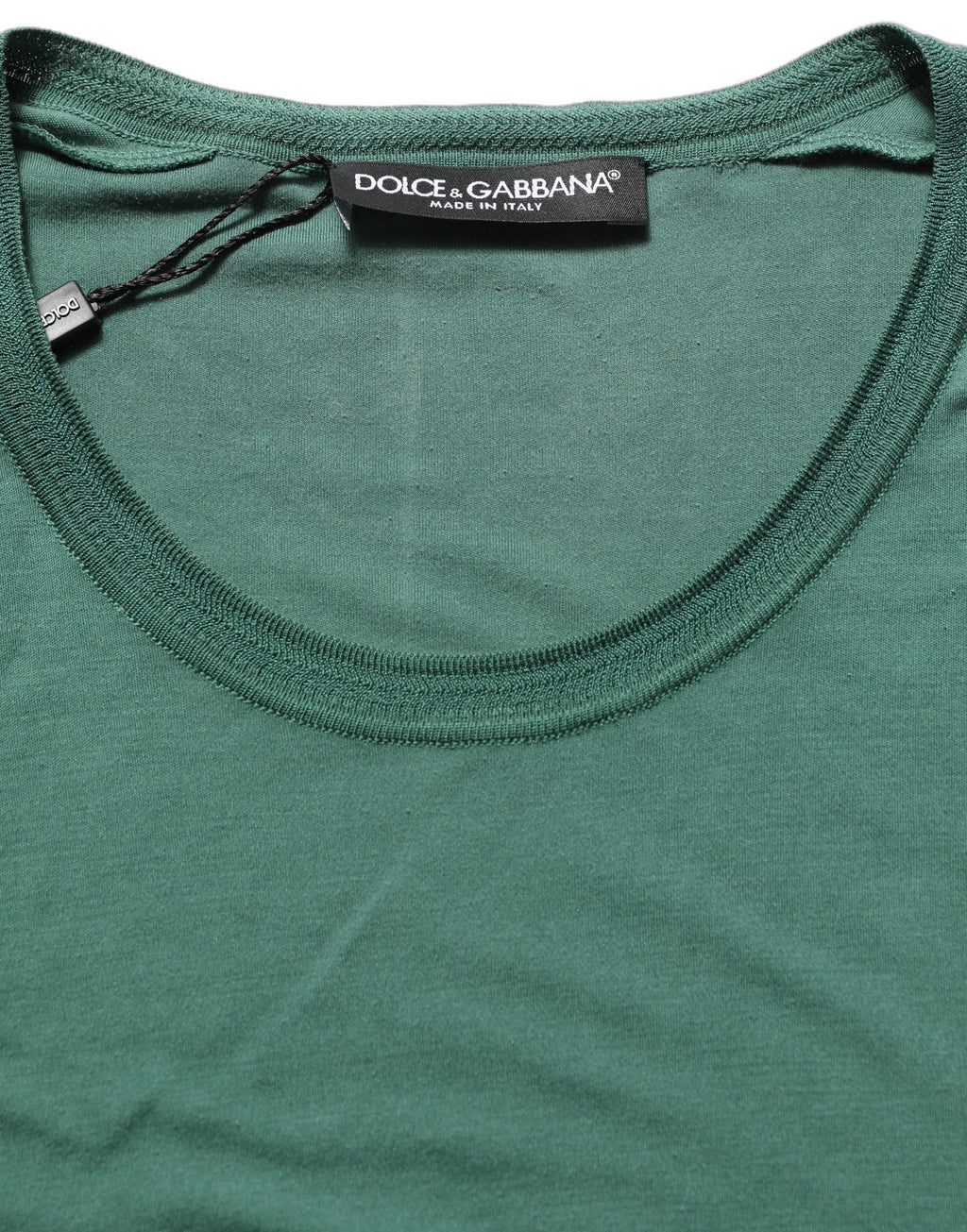 Dolce & Gabbana Grünes Seiden-T-Shirt mit Rundhalsausschnitt und kurzen Ärmeln
