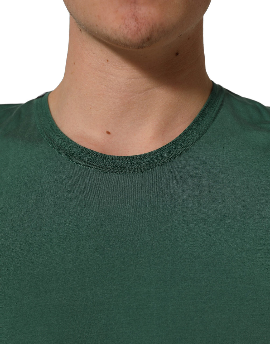Dolce & Gabbana Grünes Seiden-T-Shirt mit Rundhalsausschnitt und kurzen Ärmeln