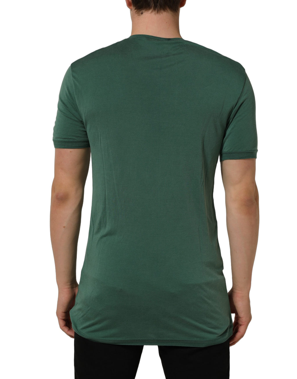 Dolce & Gabbana Grünes Seiden-T-Shirt mit Rundhalsausschnitt und kurzen Ärmeln