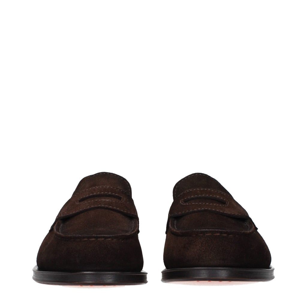 Santoni Slipper aus braunem Leder