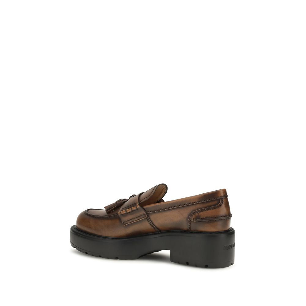 Miu Miu Braune Kalbsleder Plateau-Loafer aus Bos Taurus