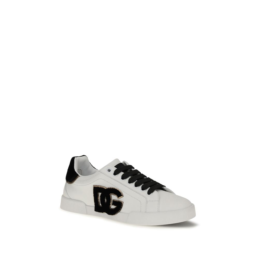 Dolce & Gabbana Weiße Kalbsleder Bos Taurus Low Top Sneaker