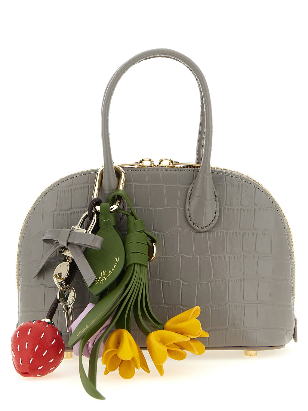 Self-Portrait Handtasche aus grauem Rindsleder