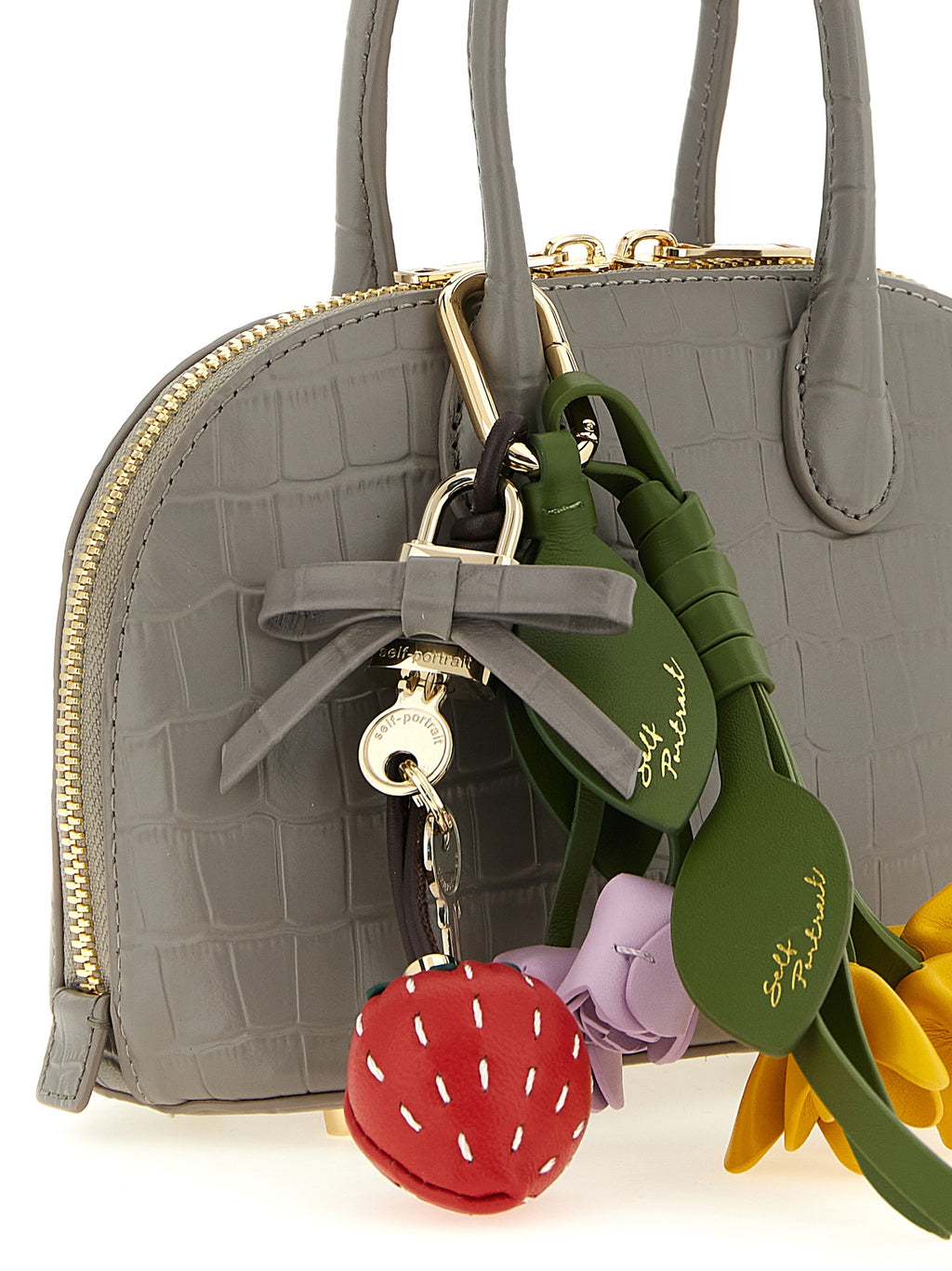 Self-Portrait Handtasche aus grauem Rindsleder