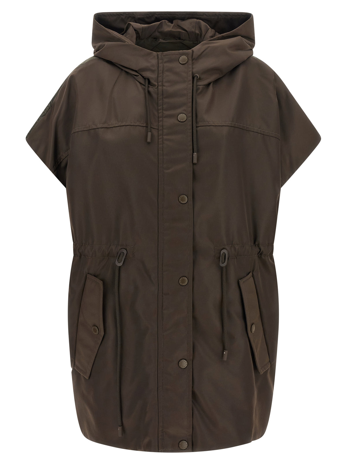 Max Mara Braune ärmellose Jacke aus Polyamid