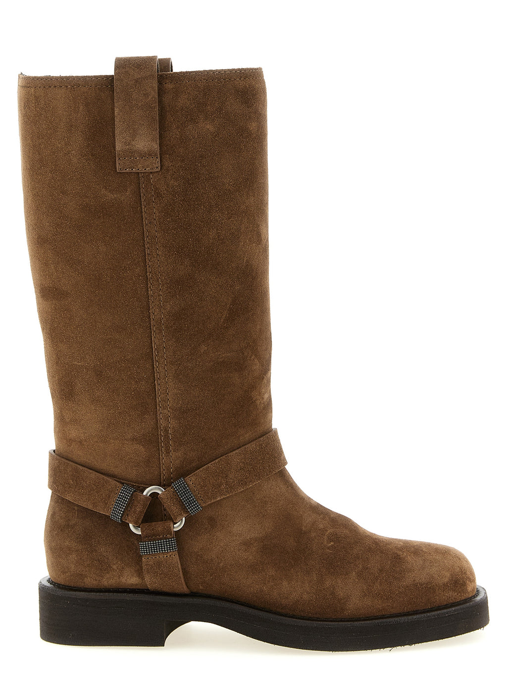 Brunello Cucinelli Braun Kalbsleder Overknee