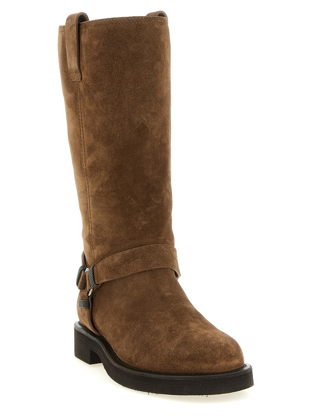 Brunello Cucinelli Braun Kalbsleder Overknee