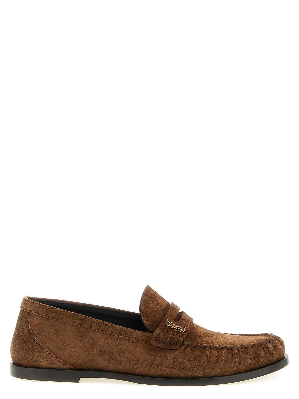 Saint Laurent Braune Kalbsleder Slipper Loafer