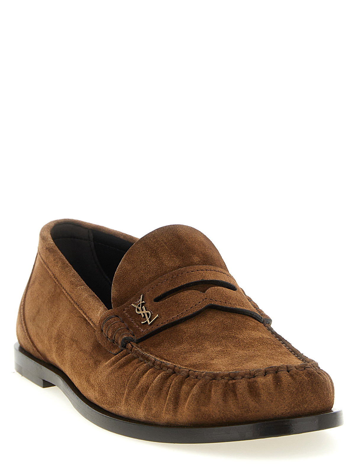 Saint Laurent Braune Kalbsleder Slipper Loafer