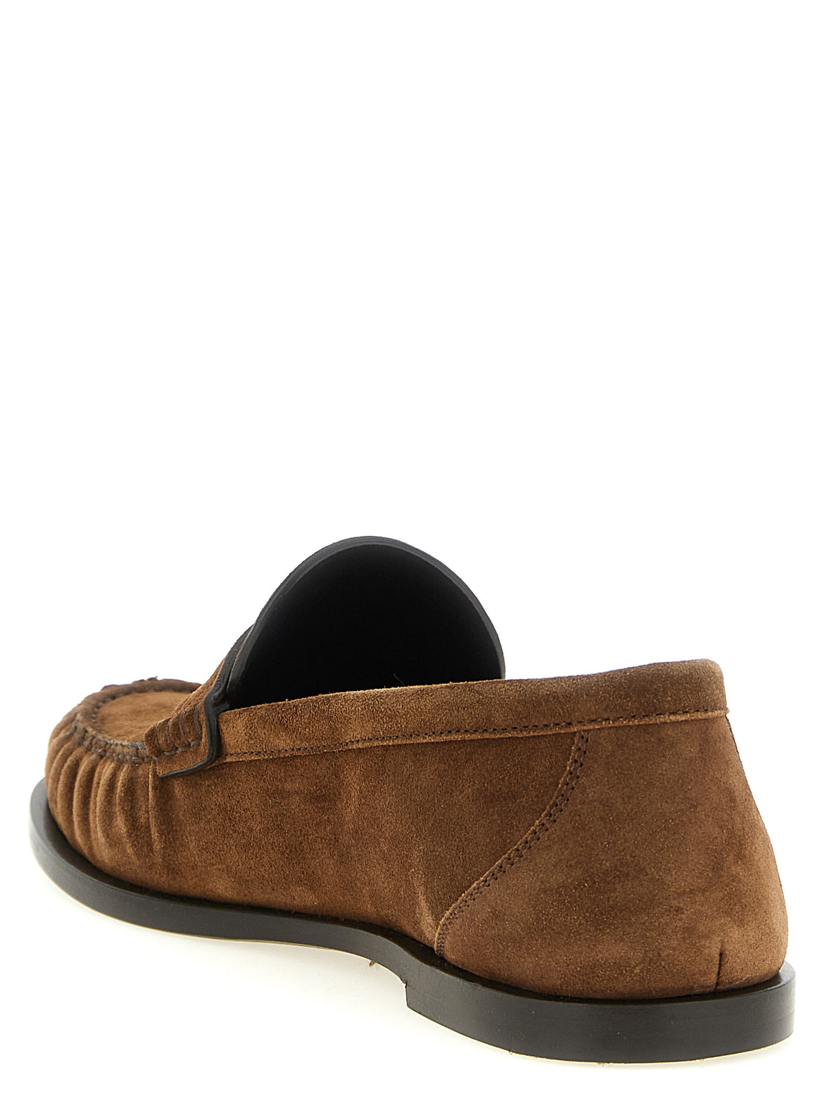 Saint Laurent Braune Kalbsleder Slipper Loafer