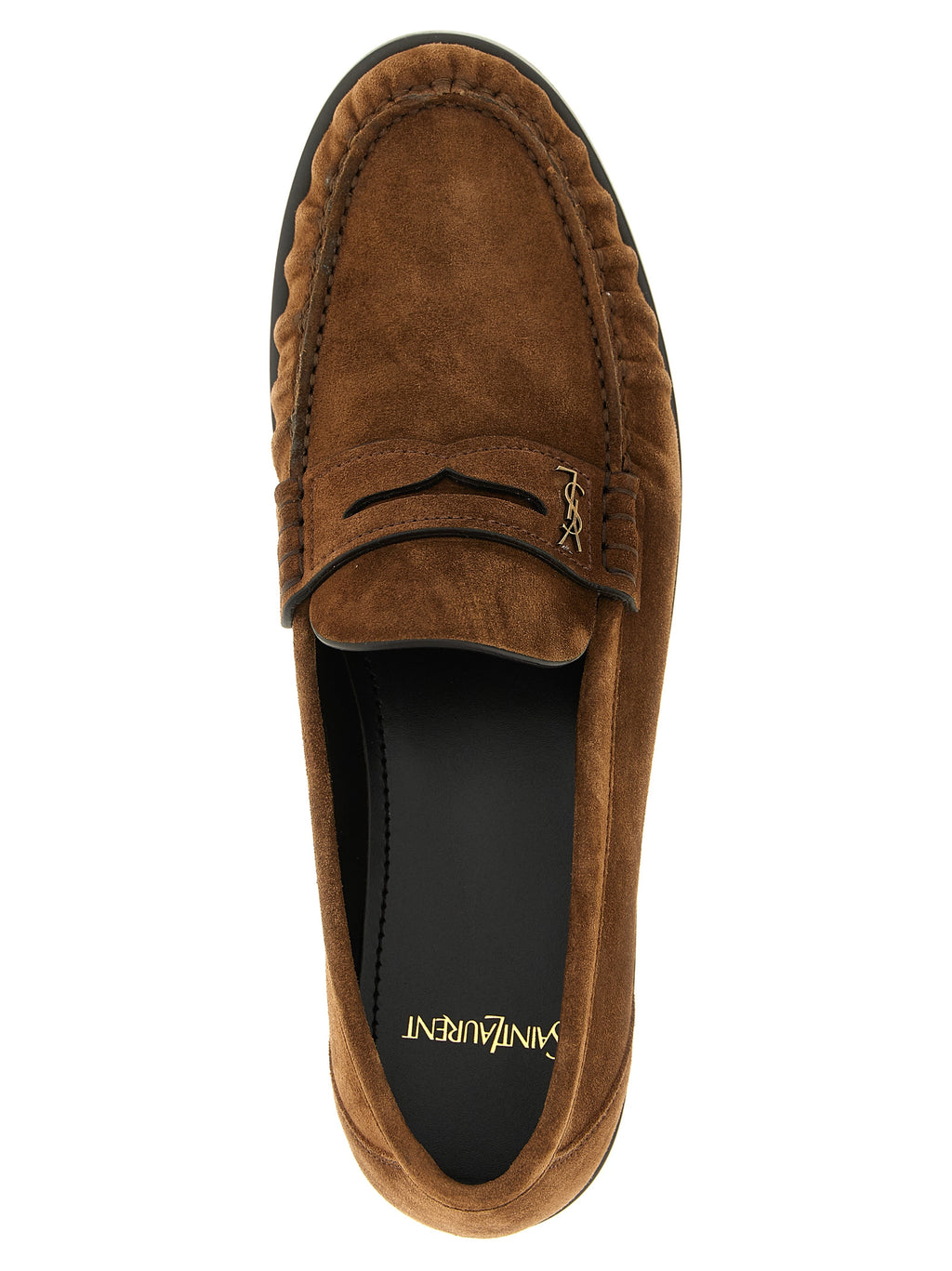 Saint Laurent Braune Kalbsleder Slipper Loafer