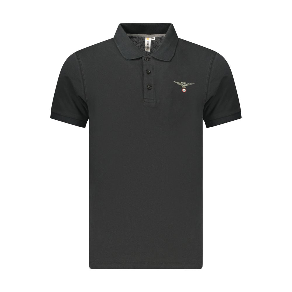 Accademia Militare Herren-Polohemd aus schwarzer Baumwolle