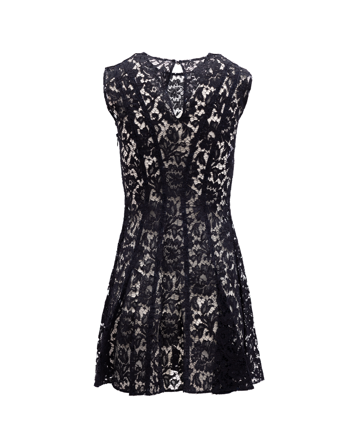 Valentino Garavani Mini-Kleid aus schwarzer Spitze mit Blumenmuster