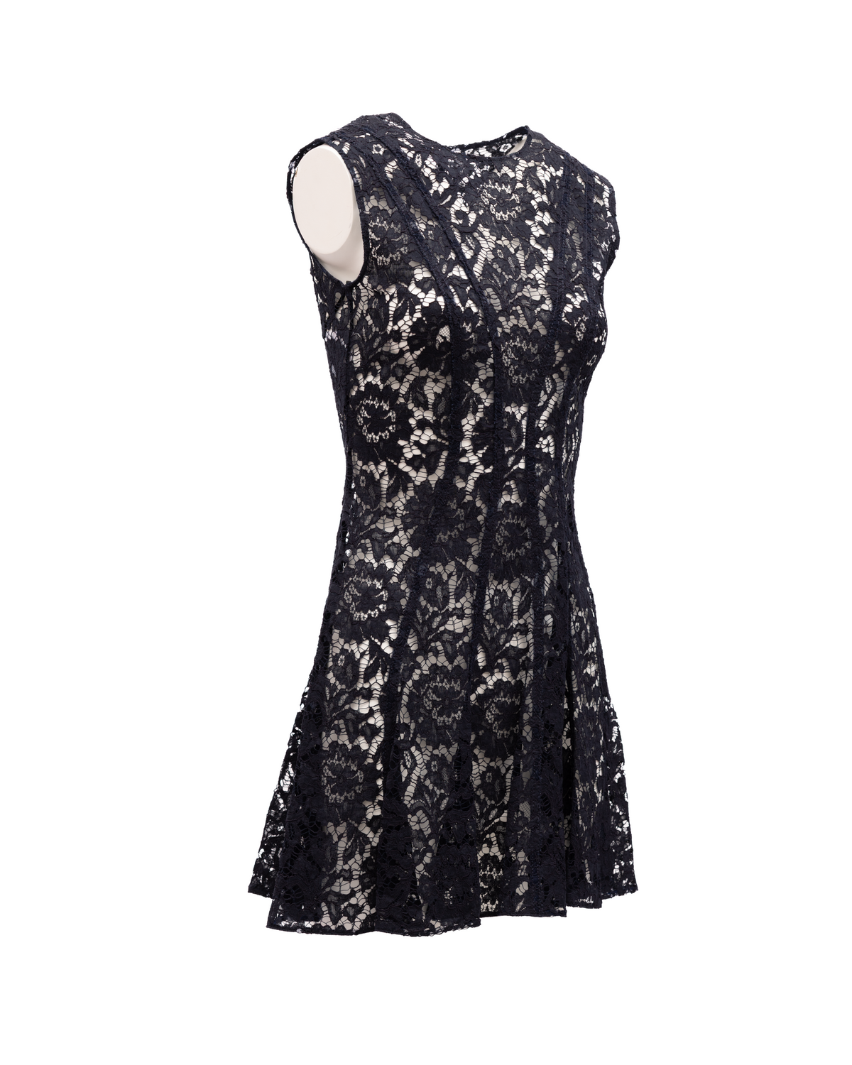 Valentino Garavani Mini-Kleid aus schwarzer Spitze mit Blumenmuster