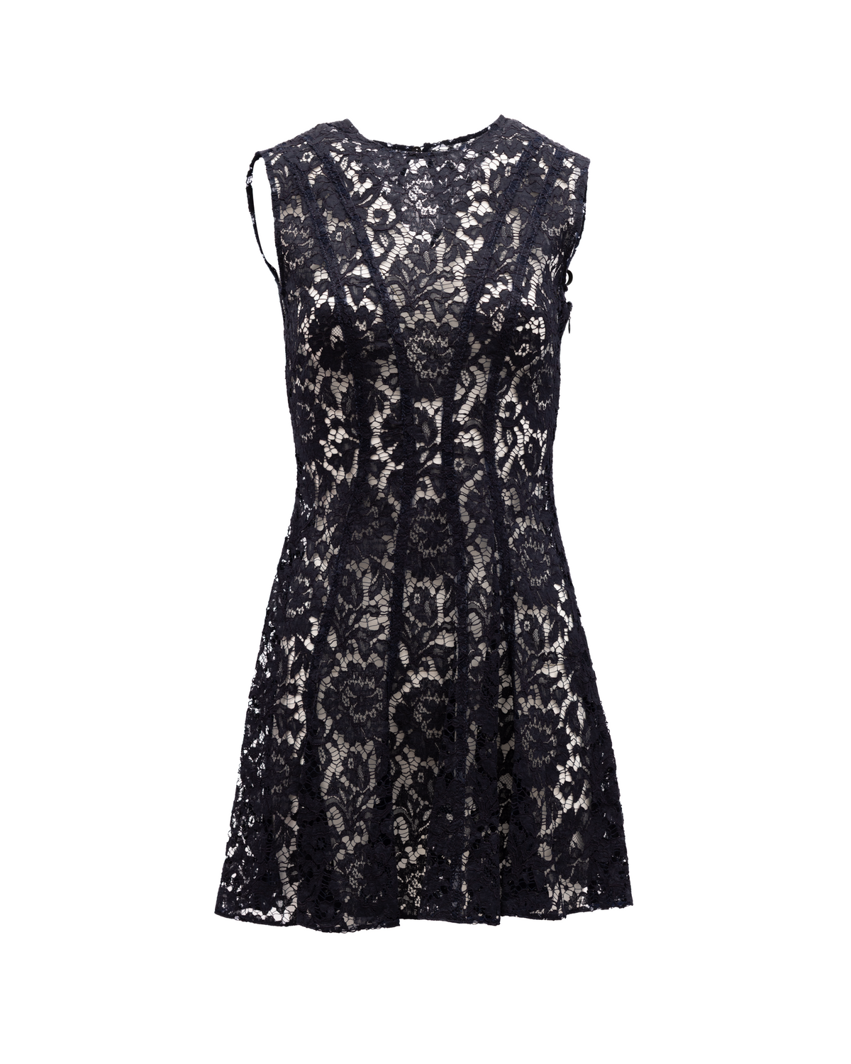 Valentino Garavani Mini-Kleid aus schwarzer Spitze mit Blumenmuster