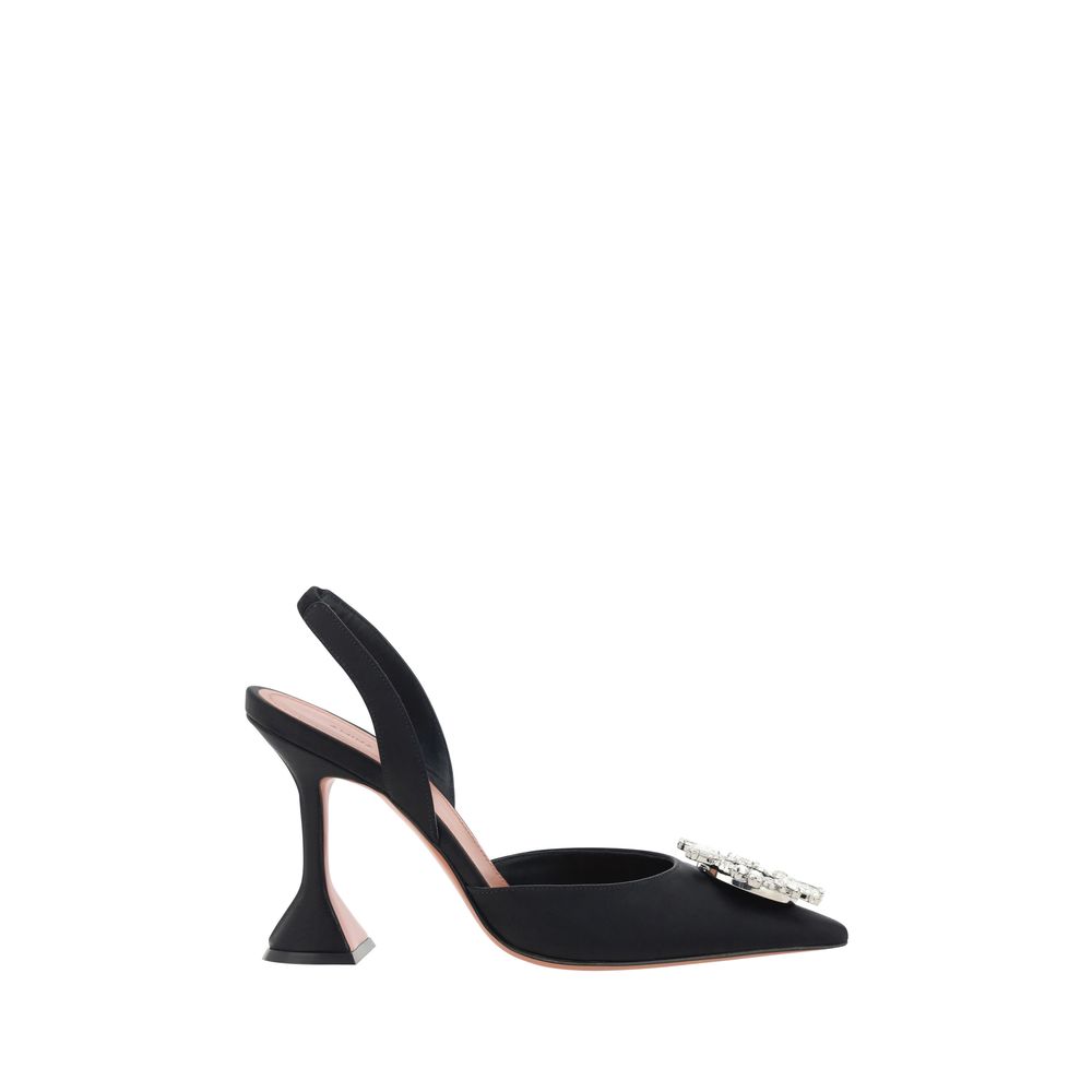 Amina Muaddi Schwarze High-Heel-Pumps aus Satin