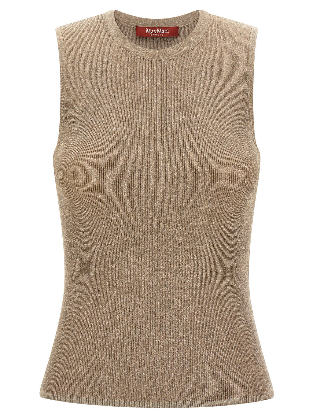 Max Mara Beige Ärmelloses T-Shirt aus Polyamid