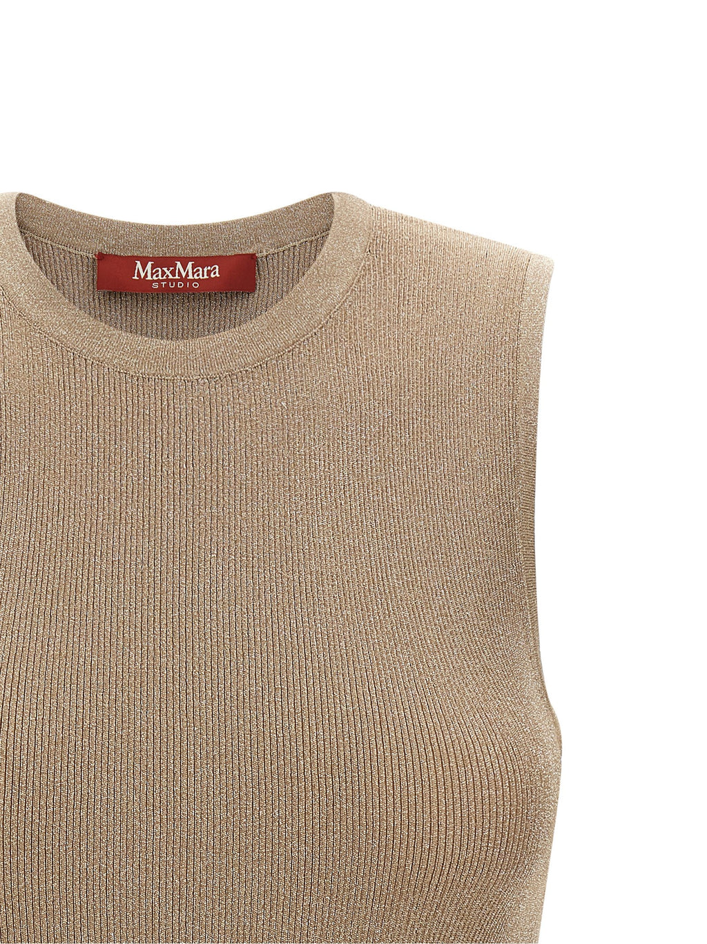 Max Mara Beige Ärmelloses T-Shirt aus Polyamid
