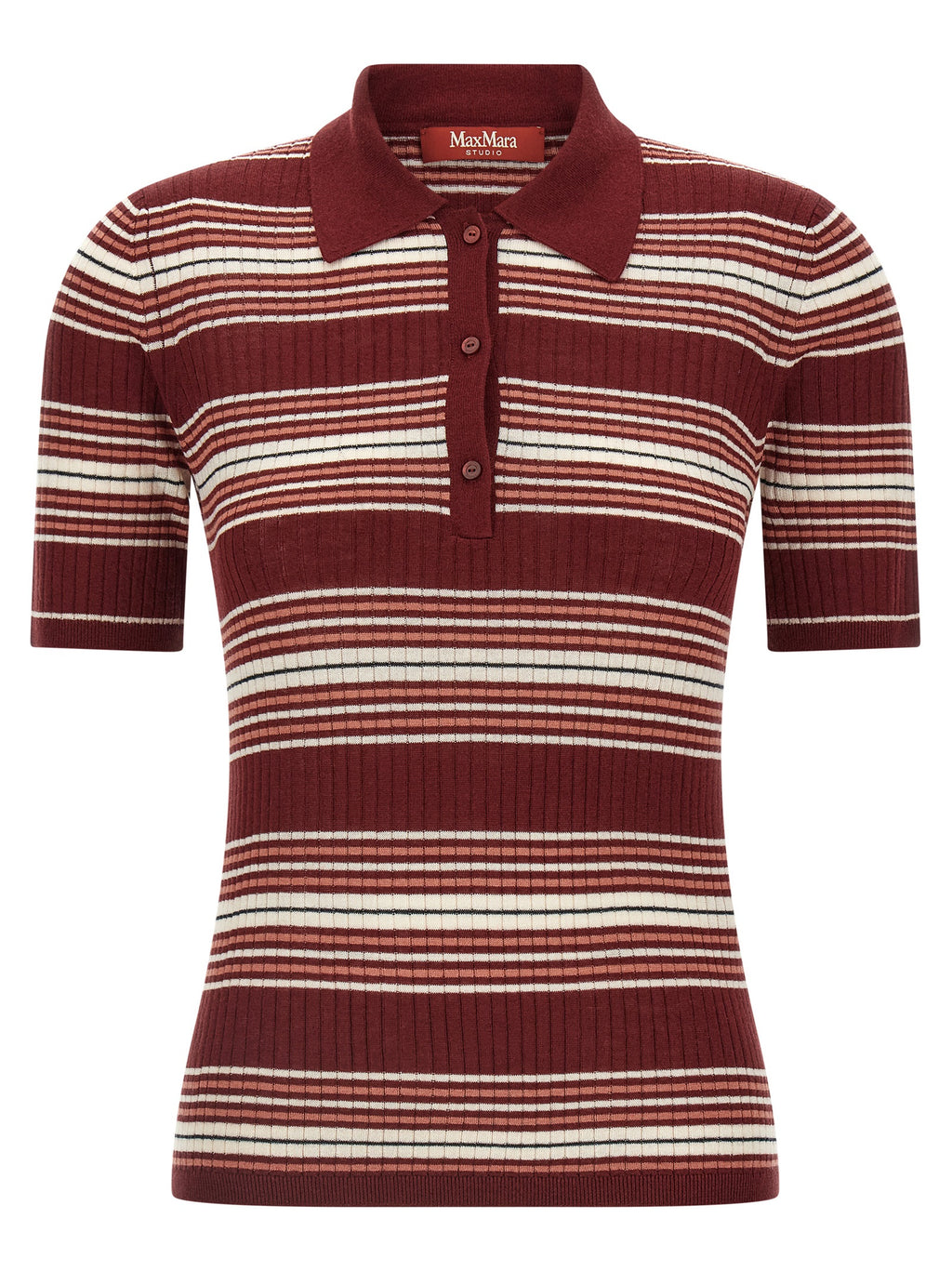 Max Mara bordeauxrotes Seiden-Polohemd