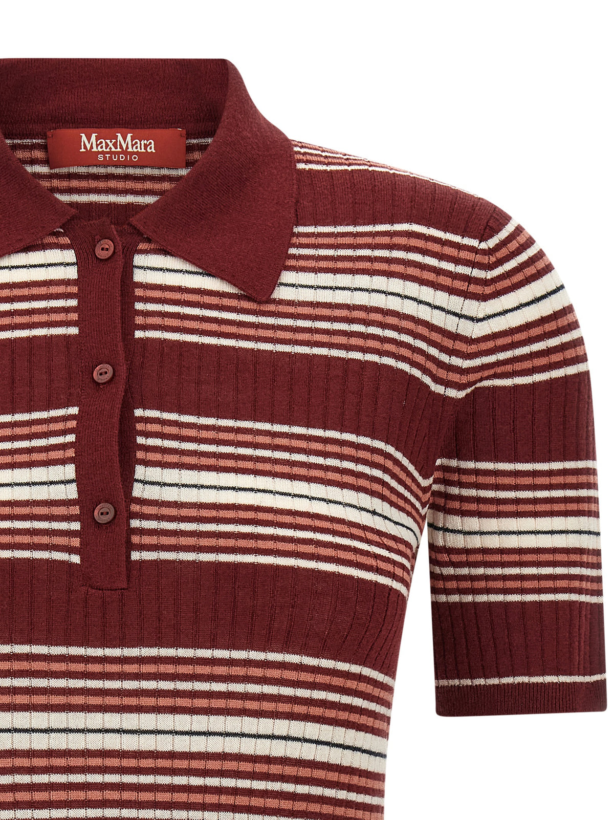 Max Mara bordeauxrotes Seiden-Polohemd