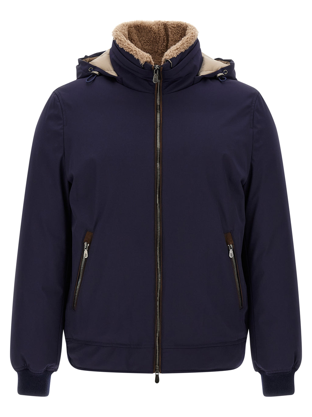 Brunello Cucinelli Blaue Polyamid-Jacke in voller Länge