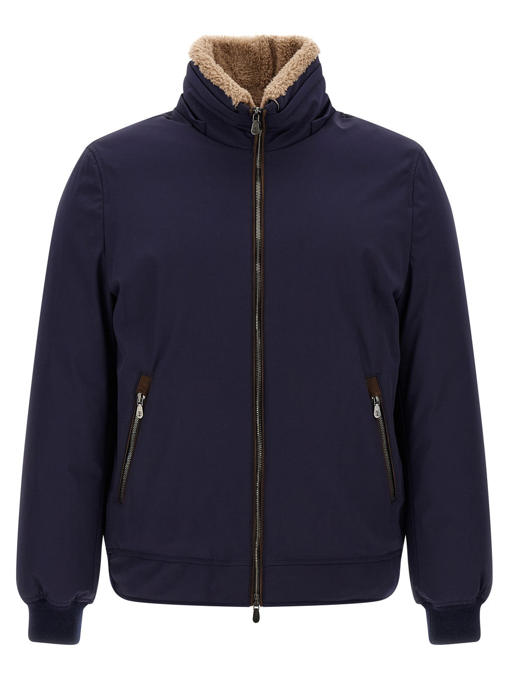 Brunello Cucinelli Blaue Polyamid-Jacke in voller Länge