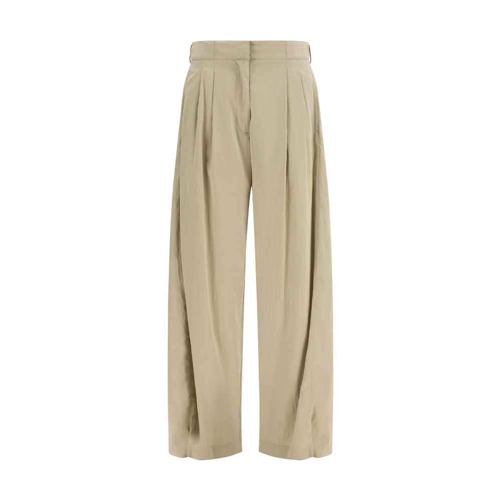The Row Beige Silk Casual Pants