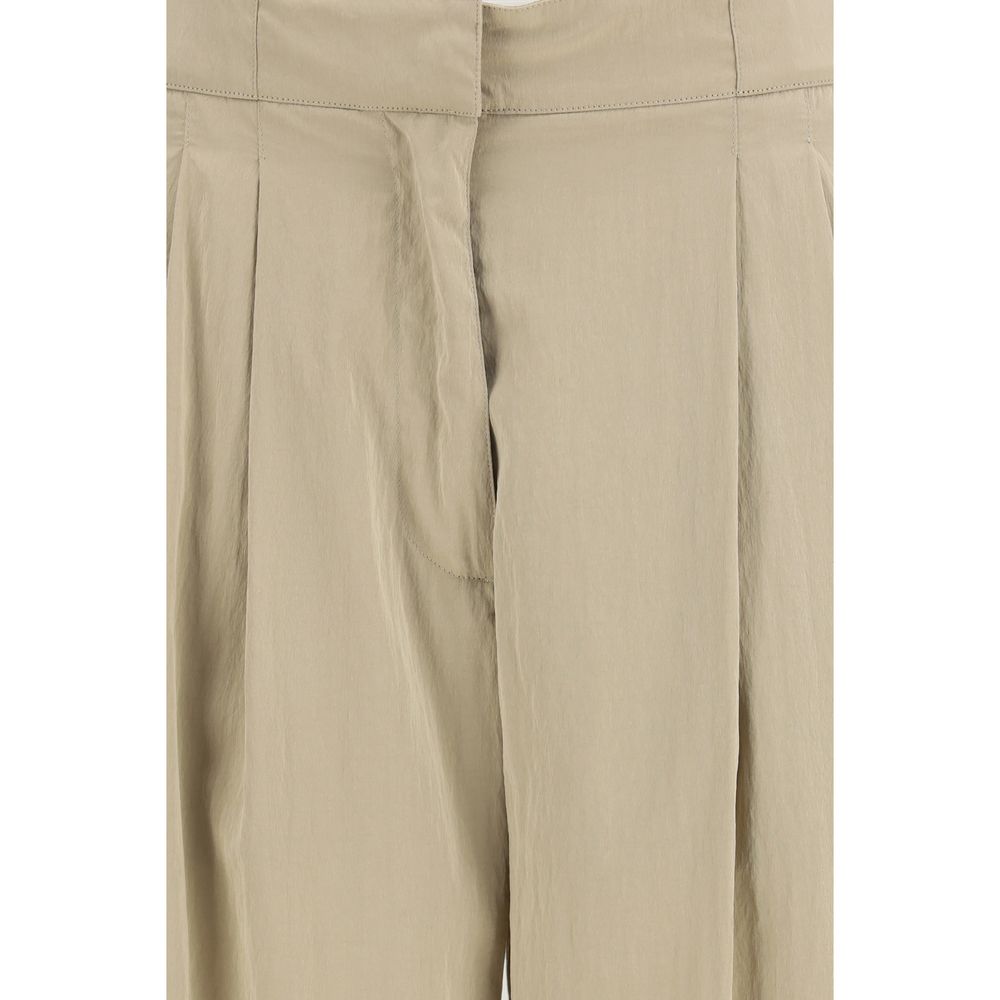 The Row Beige Silk Casual Pants