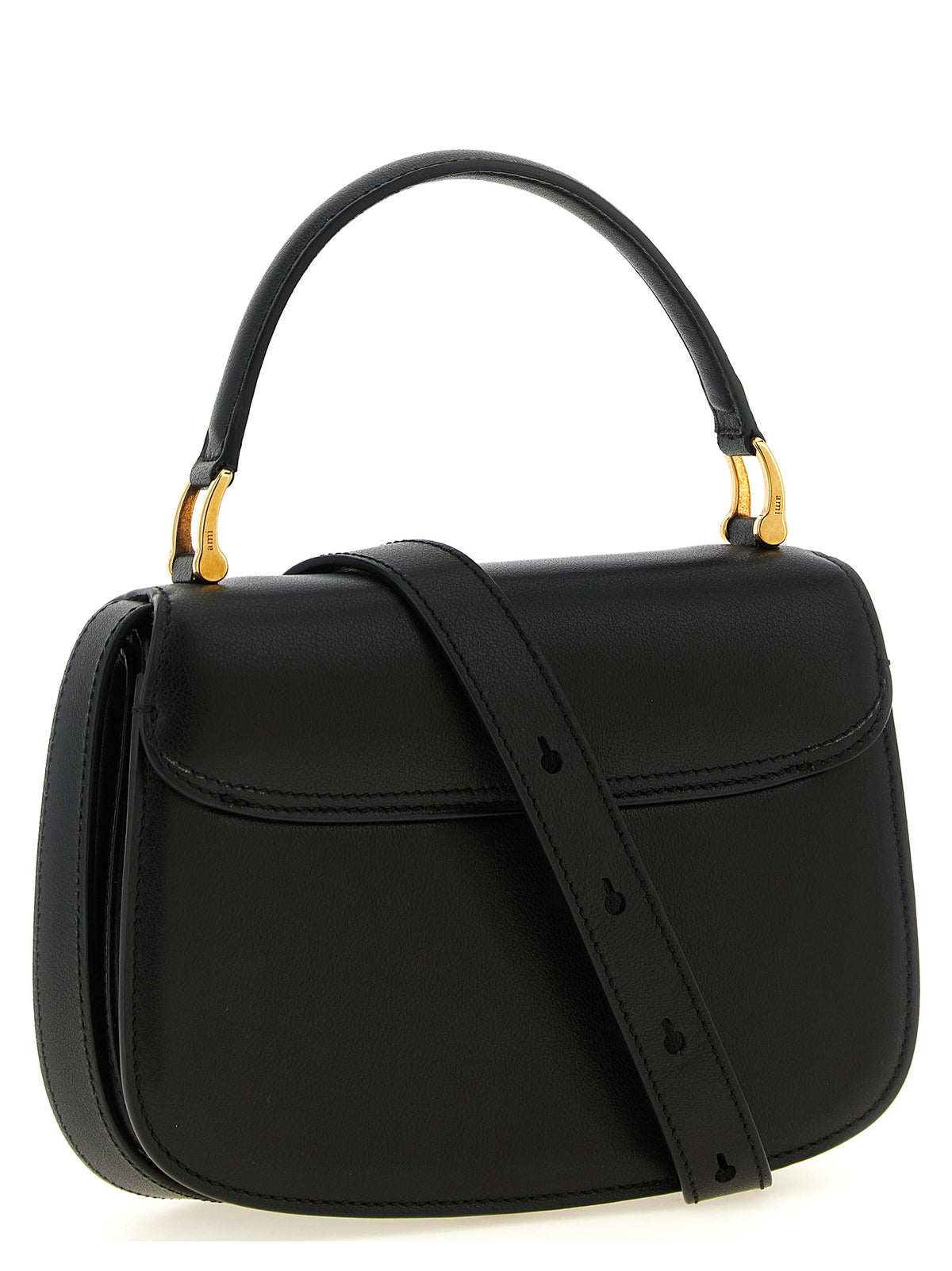 Ami Paris Handtasche aus schwarzem Rindsleder
