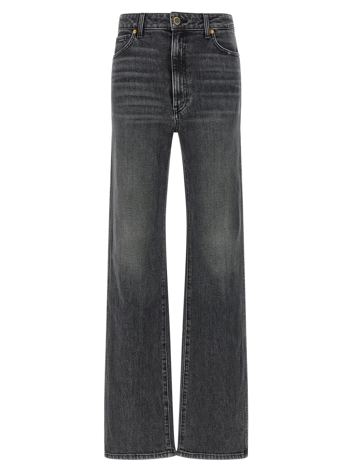 Khaite Graue Straight-Leg Jeans aus Baumwolle