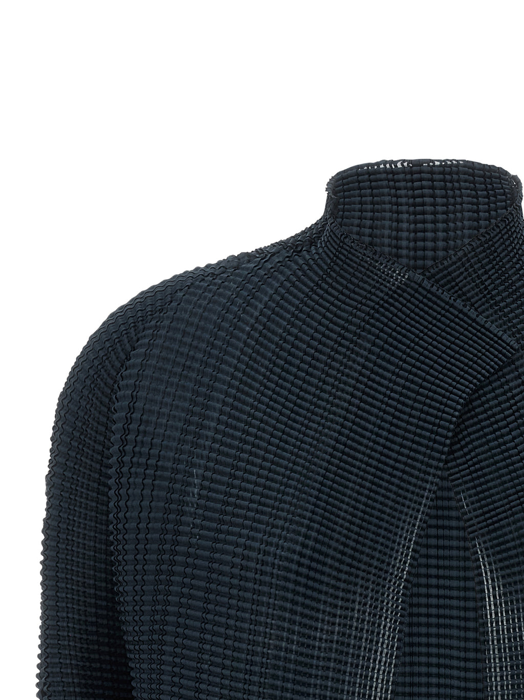 Issey Miyake Blaue Polyester-Strickjacke