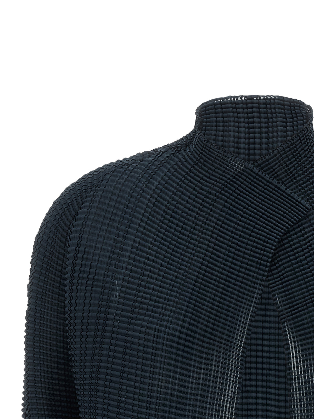Issey Miyake Blaue Polyester-Strickjacke