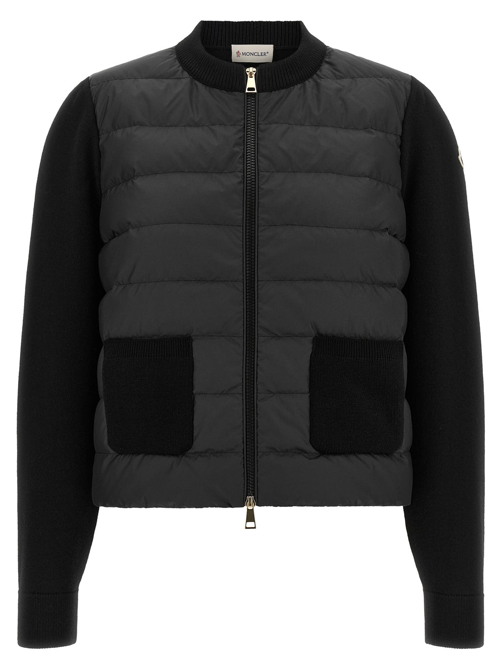 Moncler Cardigan aus schwarzem Polyester
