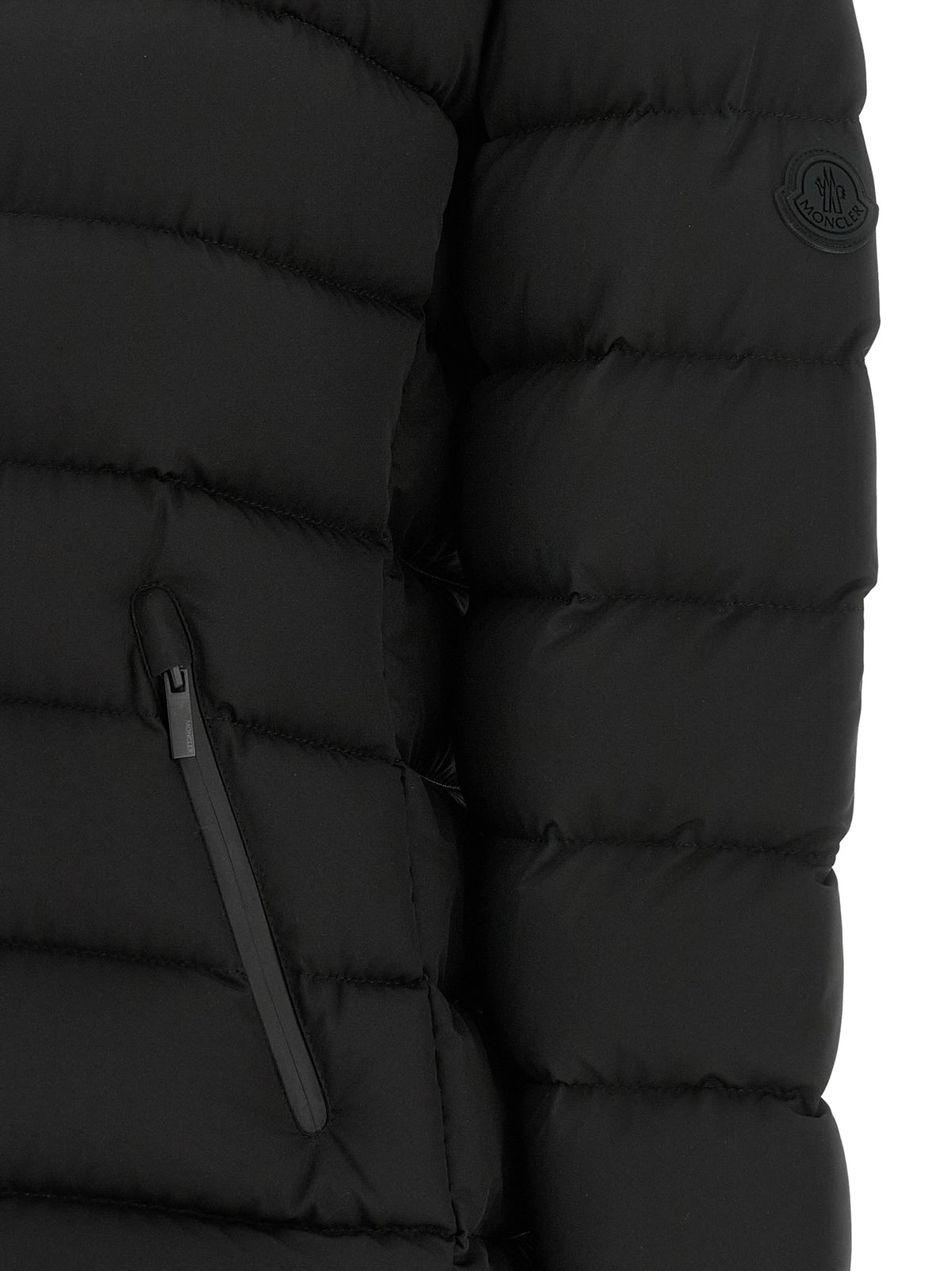 Moncler Schwarze, durchgehende Jacke aus Polyester