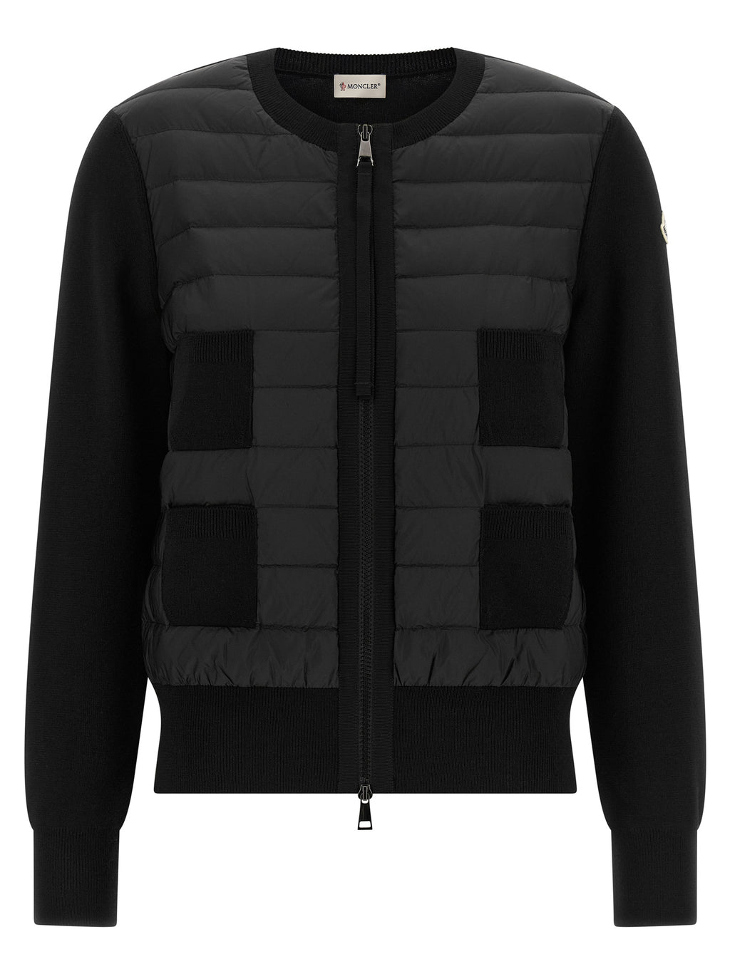 Moncler Cardigan aus schwarzem Polyamid