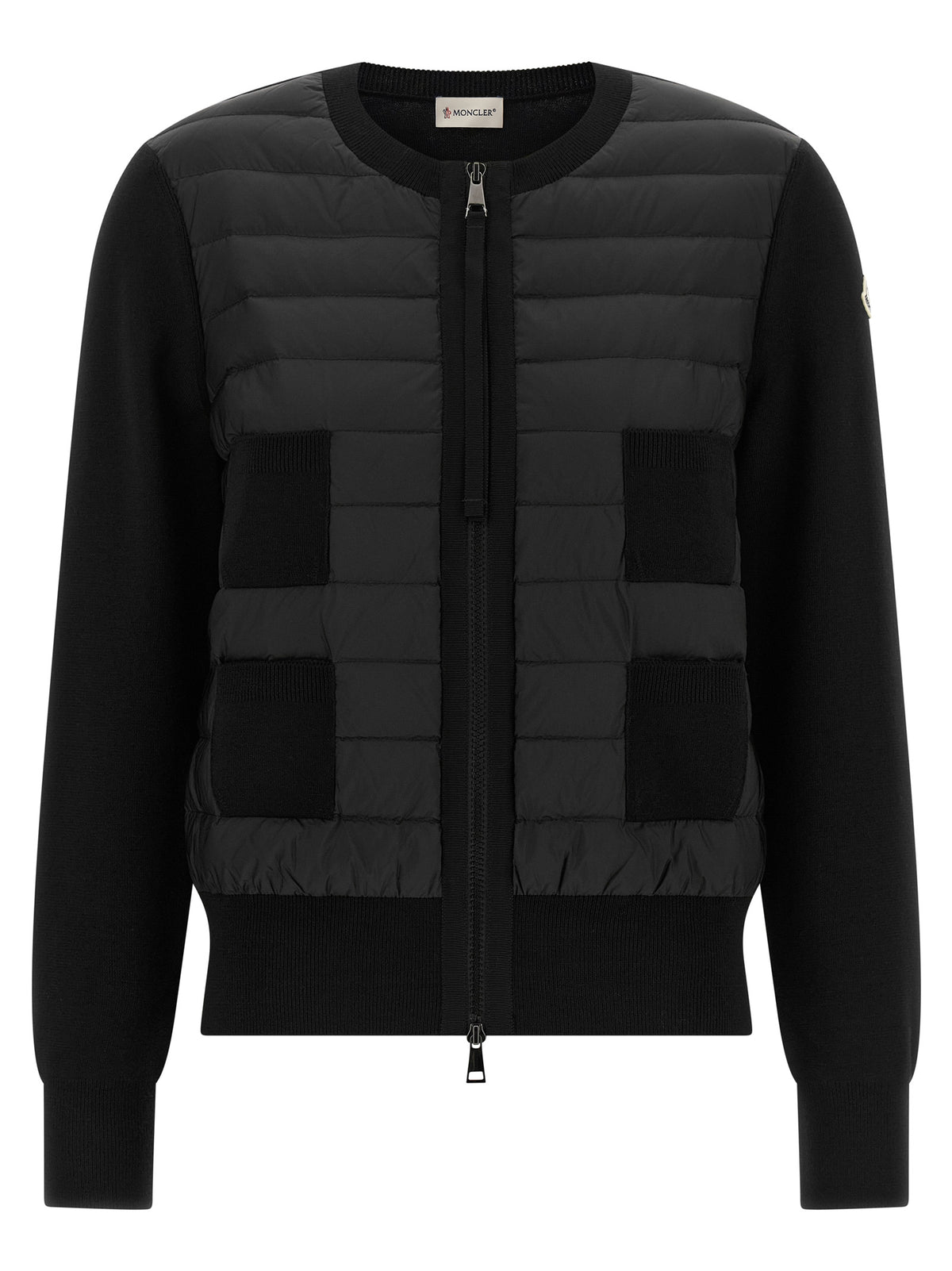 Moncler Cardigan aus schwarzem Polyamid
