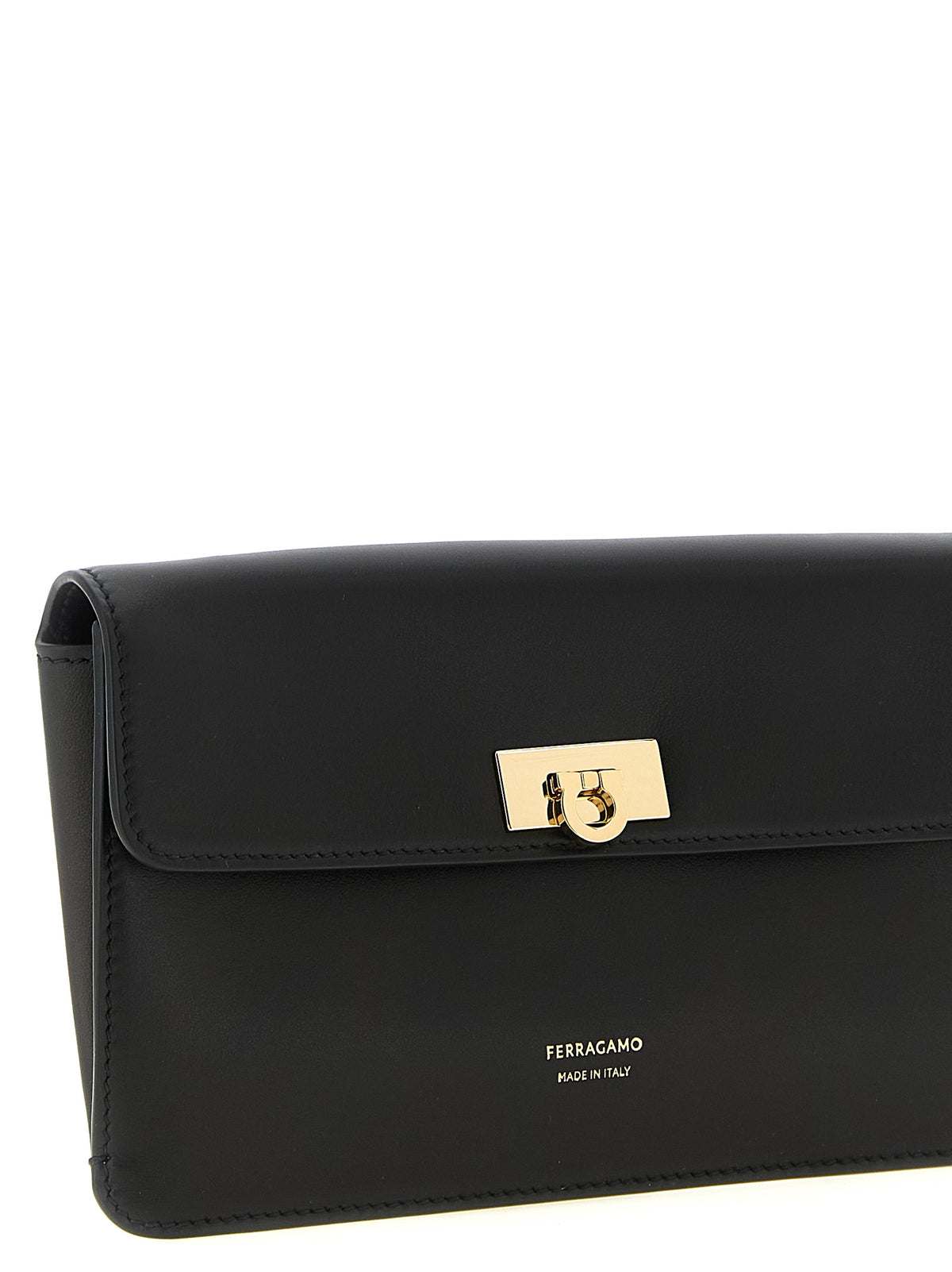 Ferragamo Clutch aus schwarzem Kalbsleder
