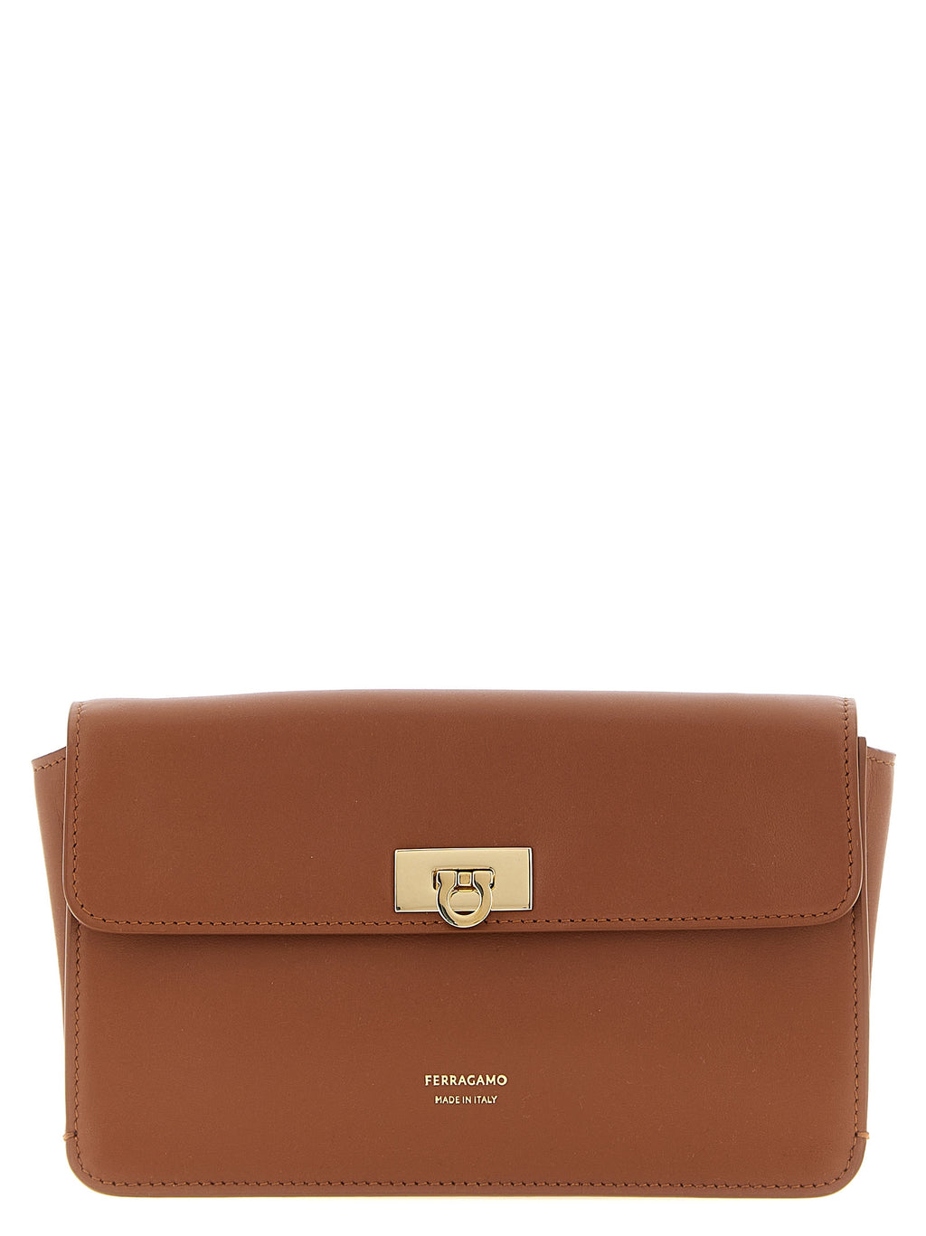 Ferragamo Clutch Bag aus braunem Kalbsleder